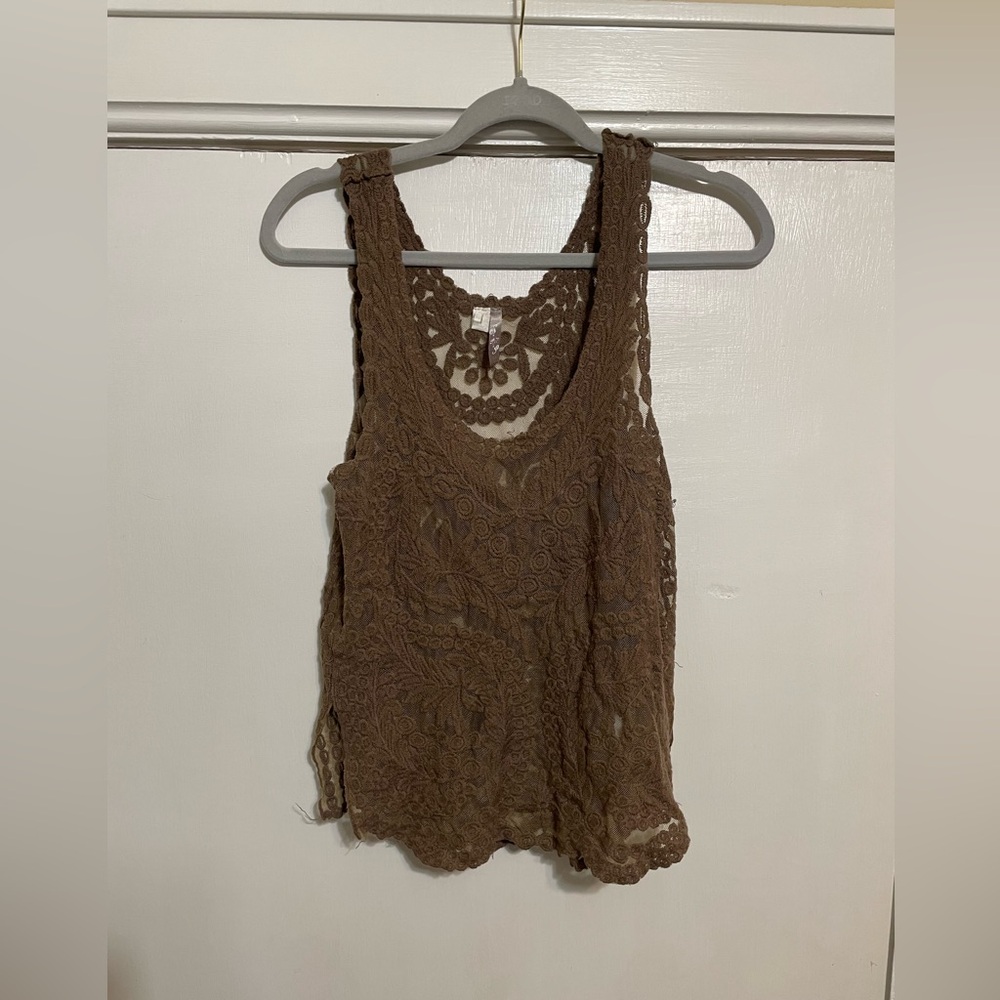 Coffee Brown Lace Tank